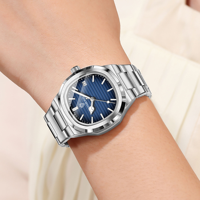 Jam Tangan Wanita BINBOND 1885L Model Baru Diameter 35mm Dial Bercahaya Mewah Bahan Stainless Steel Tahan Air Warna Biru