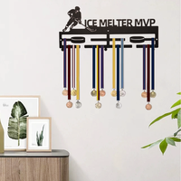 Support de trophée en métal avec lettres noires découpées au laser personnalisées, support de médaille sportive en métal, présentoir
