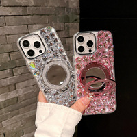 Coque de téléphone portable de luxe pour femmes avec anneau miroir et strass diamantés, design personnalisé pour iPhone 17 Pro Max, compatible également avec 16 Plus et 15
