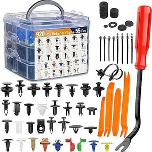 920 piezas de clips de retención, 55 piezas de herramientas para sujetadores de automóviles, juego de nylon para reparación de parachoques y guardabarros - Product Image 1