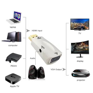 Adaptador HDMI a VGA de 1080P, Cable convertidor de Audio y vídeo Digital a analógico para Xbox360 PC, portátil, TV Box y proyector