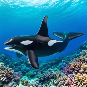 yxs Juguete de simulación sólida de vida marina para niños, con diseños de tiburón, delfín, tigre, ballena, foca y tiburón de dos lunas - Product Image 2