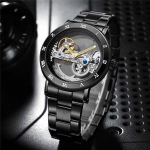 Vintage Men's <b>Automatic</b> Mechanical <b>Watch</b> <b>Skeleton</b> Openwork Dial Stainless Steel Luxury Business <b>Watch</b> with Roman Numeral Bezel - Product Image 2