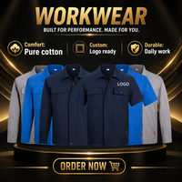 Ensemble uniforme de travail d'été en coton à manches courtes pour hommes, durable, respirant, anti-humidité, léger et de protection pour le travail (vente en gros)