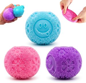 Balle anti-stress en velours doux en forme de visage souriant, colorée, sensorielle, jouet sensoriel pour enfants et bureau, vente en gros - Product Image 1