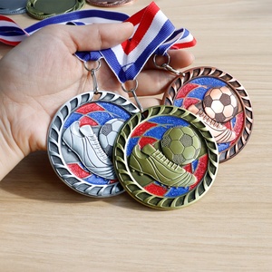 เหรียญรางวัลกีฬาฟุตบอลโลหะเปล่าแบบขายส่งฟรีพร้อมเลเซอร์สลัก - Product Image 3