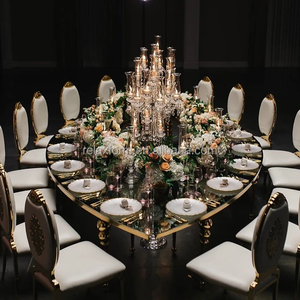 Đám Cưới Bóng Hình Bầu Dục Vàng Thép Không Gỉ Bàn Đám Cưới Sao Khách Sạn Tùy Biến Tiệc Bàn Ăn - Product Image 5