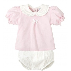 Thêu bé nơ màu hồng phù hợp với quần áo cotton sơ sinh bé gái Thụy Sĩ Dot Swing Top và bloomer Set - Product Image 3
