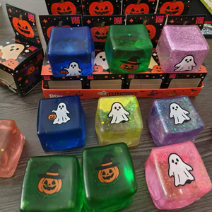 ของเล่นบีบลดความเครียด NeeDoh Maltose Ice Cube รูปทรงลูกบาศก์น้ำแข็งฮาโลวีน บีบแล้วคืนตัวช้า ของเล่นสัมผัสเพื่อผ่อนคลาย - Product Image 3