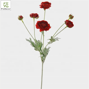 Nuovo Arrivo in Offerta Speciale <span class=keywords><strong>Ranuncolo</strong></span> di Seta a 6 Boccioli con Stelo Floccato Rosa Tè Chiaro Artificiale - Product Image 4