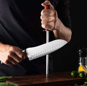 Set <span class=keywords><strong>di</strong></span> <span class=keywords><strong>Coltelli</strong></span> da Cucina <span class=keywords><strong>Professionali</strong></span> in Acciaio Inox con Affilacoltelli, Blocco in Acrilico, Design Ambidestro, Lunghezza Lama 6-7,9 Pollici - Product Image 6