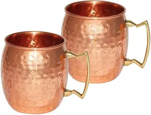 Suministro al por mayor 2 tazas de mula de Moscú martilladas hechas a mano para cualquier bebida fría, incluida la taza de té helado con agua - Product Image 2