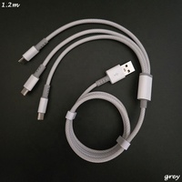 Cables de teléfonos móviles de carga de cabeza múltiple de viaje portátil 8 pines micro USB tipo C 3 en 1 cables
