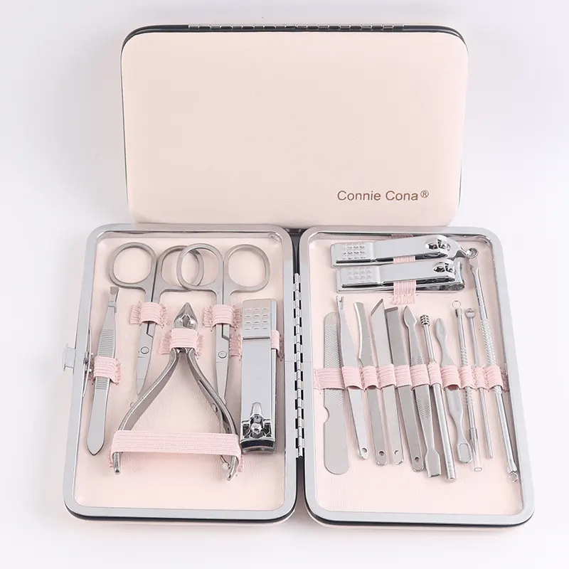 LOW MOQ whole nail care tools accessories silver metal elements 18 in 1 manicure set