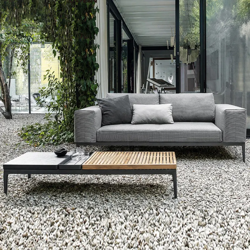 Modernes Outdoor-Sofa Innenhof Outdoor Aluminium legierung wasserdichte Sonnencreme Freizeit Sofa Kombination 2-teilige <span class=keywords><strong>Möbel</strong></span>