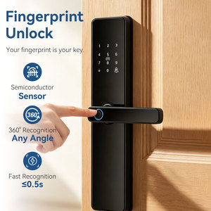 Serrure à empreintes digitales Qleung S819 en alliage <span class=keywords><strong>de</strong></span> zinc avec clé/mot <span class=keywords><strong>de</strong></span> <span class=keywords><strong>passe</strong></span> cloud <span class=keywords><strong>WiFi</strong></span> Tuya, serrure <span class=keywords><strong>de</strong></span> porte intelligente en aluminium/acier - Product Image 4