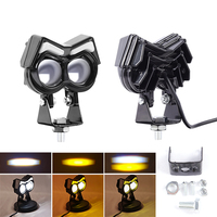 Projecteur LED Mini 20W Bicolore avec Lentille, Lampe Auxiliaire Blanche et Jaune Effet Œil d'Aigle, Phare Antibrouillard pour Motos, Systèmes d'Éclairage