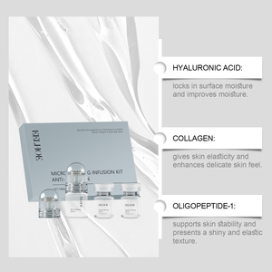 Système de micro-infusion pour le visage et le cou, tampon de 0,05 mm avec sérum à l'<span class=keywords><strong>acide</strong></span> <span class=keywords><strong>hyaluronique</strong></span> et aux peptides de collagène pour une peau plus ferme et plus lisse - Product Image 4