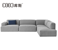 Canapé d'angle en tissu et lin doux gris, pour salon, modulaire, personnalisé