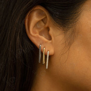 Gemnel Classic Fashion 925 Sterling Silver 18K Gold Leng U Hoop Huggie Pendientes Set - Product Image 5