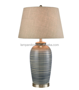 Beige Ceramic Vase Table <b>Lamp</b> with a White Linen Shade and 3-way <b>Switch</b> at Socket - Product Image 3