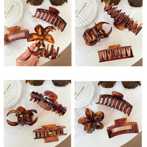 Juego de Pinzas para el Cabello con Diseño de Concha de Tortuga para Mujer, Pinzas Vintage de Mármol Marrón, Pinzas de Diferentes Formas, Accesorios para el Cabello al por Mayor - Product Image 3