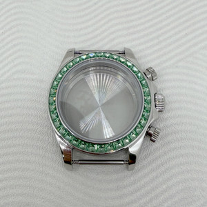 Boîtier de montre en acier modifié de 39 mm avec <span class=keywords><strong>lunette</strong></span> sertie de diamants, chronographe à quartz multicolore pour mouvement VK63 - Product Image 4
