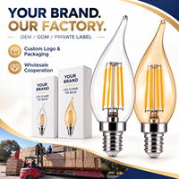Prix usine Ampoule LED à filament effet flamme, verre ambré, culot E12 E14, culot moyen, lampe vintage, OEM ODM CE RoHS UKCA C