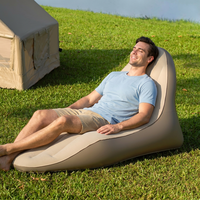 Fauteuil gonflable pour adultes, utilisation en extérieur, surface floquée en PVC épaissi, dossier, porte-gobelet, anti-fuite