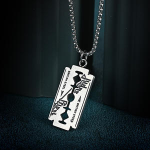 Razor Blade Necklace <b>Titanium</b> Steel Unisex Pendant Gift Fashion <b>Chain</b> Jewelry - Product Image 4