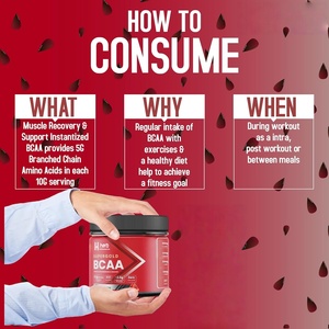 Poudre à Boire Énergisante Pré-Entraînement pour Adultes Marque Blanche : Tonique aux Acides Aminés BCAA Goût Fraise avec Électrolytes 300g/boîte - Product Image 4