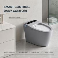WC intelligent avec télécommande, chasse d'eau électrique automatique, cuvette bidet allongée monobloc, compatible P-Trap et S-Trap