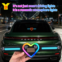 Lumière d'ambiance LED solaire en forme de cœur pour vitre de voiture, RVB arc-en-ciel néon, fixation par ventouse, sans fil, pour décoration de pare-brise arrière