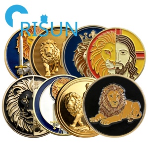Pièces de monnaie de défi personnalisées Lion du Jodeau, en métal émaillé 3D, motif animalier, souvenir chrétien, vente en gros - Product Image 1