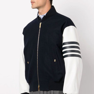 <b>Men's</b> Custom Embroidery Leather Varsity <b>Jacket</b> Chenille Logo Button Pullover Wool/Cotton <b>Long</b> Front Street Wear Design - Product Image 3