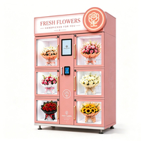 Máquina expendedora de flores frescas refrigerada con pantalla táctil, múltiples opciones de pago y sistema de refrigeración por compresor para ramos de flores