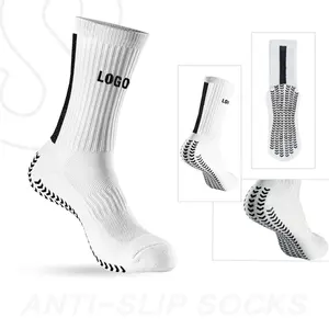 Logo personalizzato di diversa lunghezza non antiscivolo impugnatura calze sportive all'aperto calcio calcio calzini atletici con punto di colla in silicone