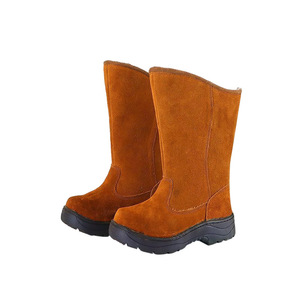 Mongolian <b>Leather</b> Snow <b>Boots</b> Men Thick Wool Warm Winter <b>Work</b> <b>Boots</b> High Top Mid Heel Solid Color - Product Image 5