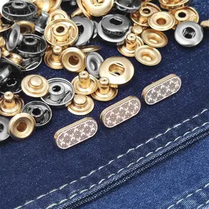 OEM Decorative Accessories Abaya Design Round Bag Cloth Zinc Alloy Cover Custom Logo Metal Thobe Press Button Snap For Clothes
