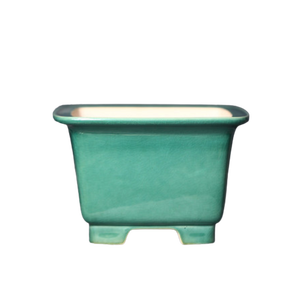 Maceta de Cerámica Esmaltada para Bonsái, Cuadrada, Verde con Efecto Craquelado, Contenedor para Plantas de Escritorio - Product Image 5