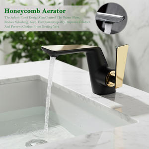 Robinet <span class=keywords><strong>de</strong></span> lavabo moderne en laiton noir et or, mitigeur <span class=keywords><strong>d</strong></span>'<span class=keywords><strong>eau</strong></span> chaude et froide pour salle <span class=keywords><strong>de</strong></span> bain - Product Image 3