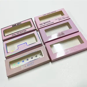 定制标志纸睫毛盒粉色睫毛盒包装空纸眼睫毛盒