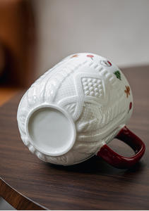 Taza de café de cerámica navideñ<span class=keywords><strong>a</strong></span> en relieve creativa 350Ml Santa Relief corazón regalo taza de agua <span class=keywords><strong>A</strong></span>ño Nuevo hogar Oficina chica presente - Product Image 2