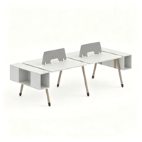 Poste de travail de bureau pour 2, 4 ou 6 personnes avec boîtes de rangement sous le bureau et cloisons en tissu pour zone de personnel