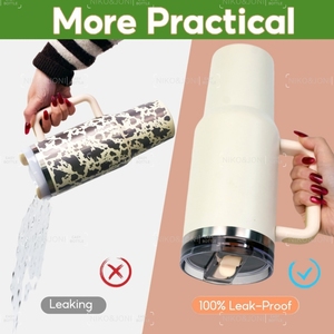 Bán buôn BPA free mạ Vàng leakproof cách điện Pro Tour du lịch có thể tháo rời lật rơm 40oz Tumbler với xử lý và rơm - Product Image 6