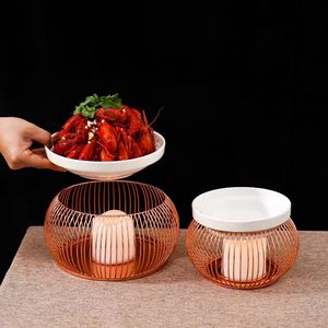 Runder Esstisch Keramik-Servierplatte mit Kerzenwärmer für Restaurant Hotel Künstlerische Atmosphäre Einzigartige Merkmale - Product Image 2