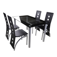 Meilleur choix : Ensemble de table à manger pour cuisine avec une table en verre et 6 chaises en cuir noir