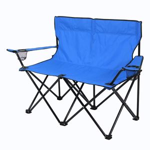 Chaise de plage pliable pour 2 personnes, portable, pour le camping en plein air, avec structure en métal, design moderne - Product Image 3