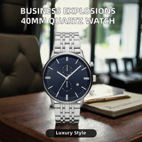 Montre de luxe en acier inoxydable à mouvement quartz Miyota, service ODM, cadran 43 mm, épaisseur de boîtier 10 mm, verre, aiguilles jour/date