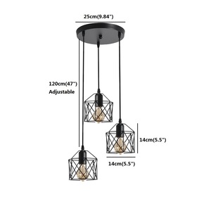 Lustre de lampe pendante hexagonale de luxe moderne en fer d'intérieur Lampes suspendues pour décoration de chambre contemporaine et rustique - Product Image 5